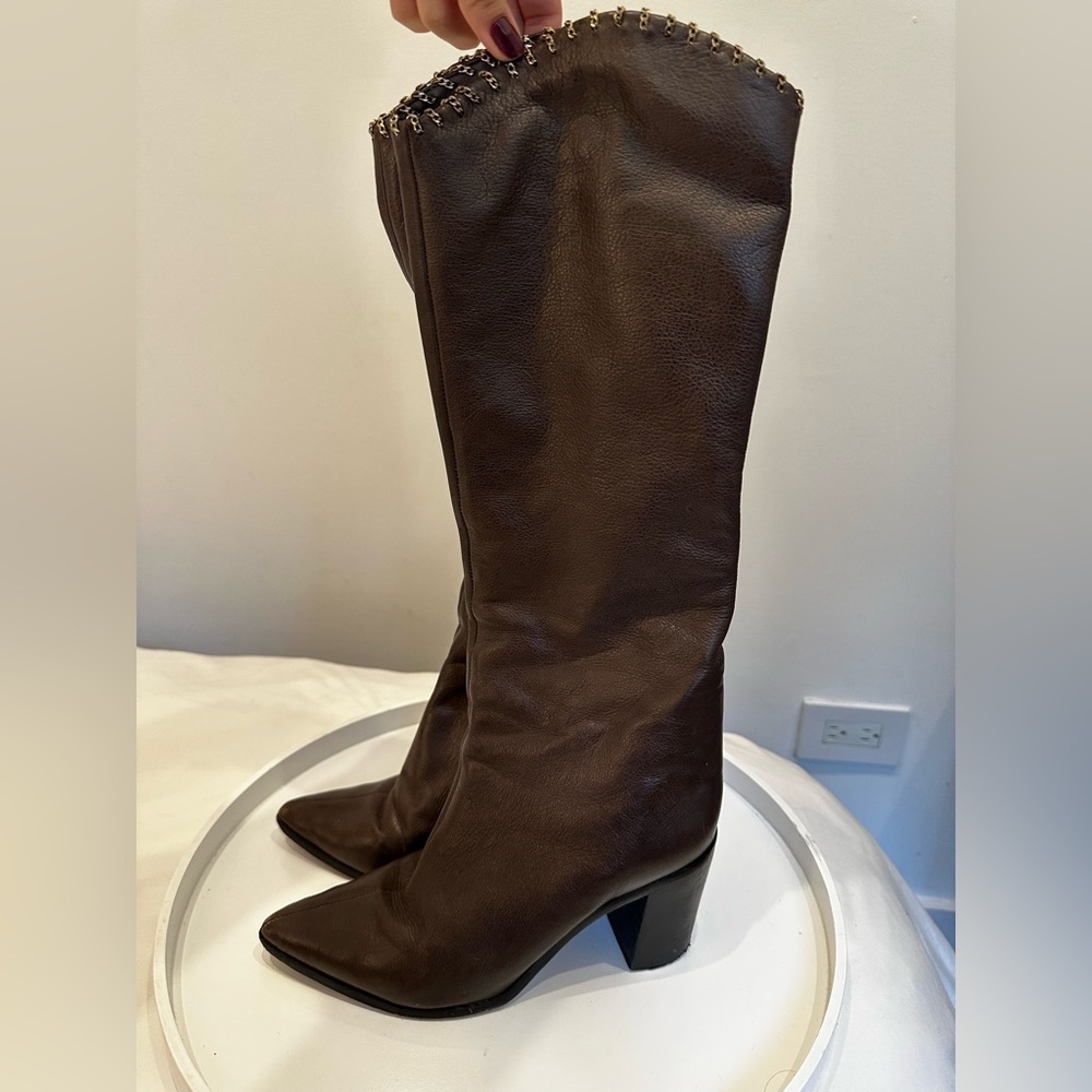 SCHUTZ Brown leather knee-high boots